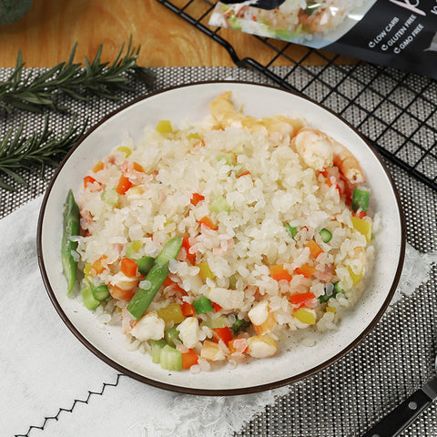 Fried Rice made with odorless, organic, keto GoSkinny Noodles Rice konjac rice (shirataki)